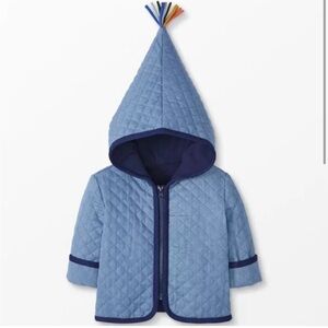 BRAND NEW Hannah Andersson Blue Unisex Quilted Kids Jacket with Hood